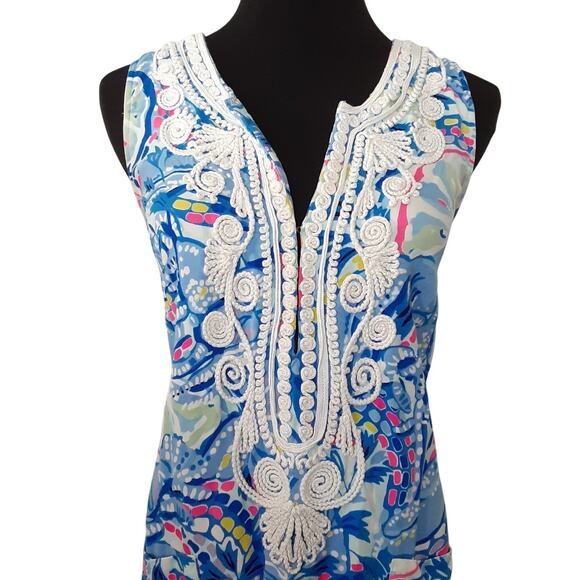 Lilly Pulitzer Carlotta Stretch Shift Dress Blue Peri Pinch Pinch Womens 8 Beach - Picture 4 of 14